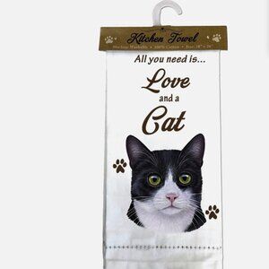 Black and White cat Kitchen Towel ES Pets